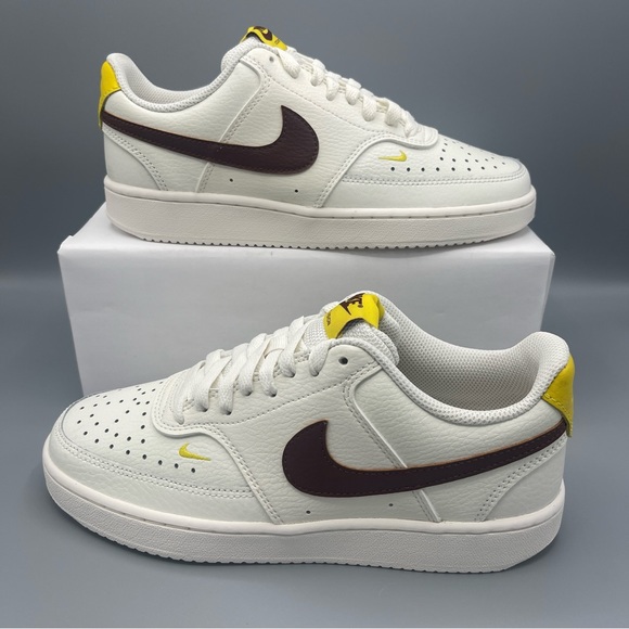 Chic and Comfortable: Nike Women's Court Vision Low - Sail/Yellow/Brown Size 7.5 - Picture 12 of 14
